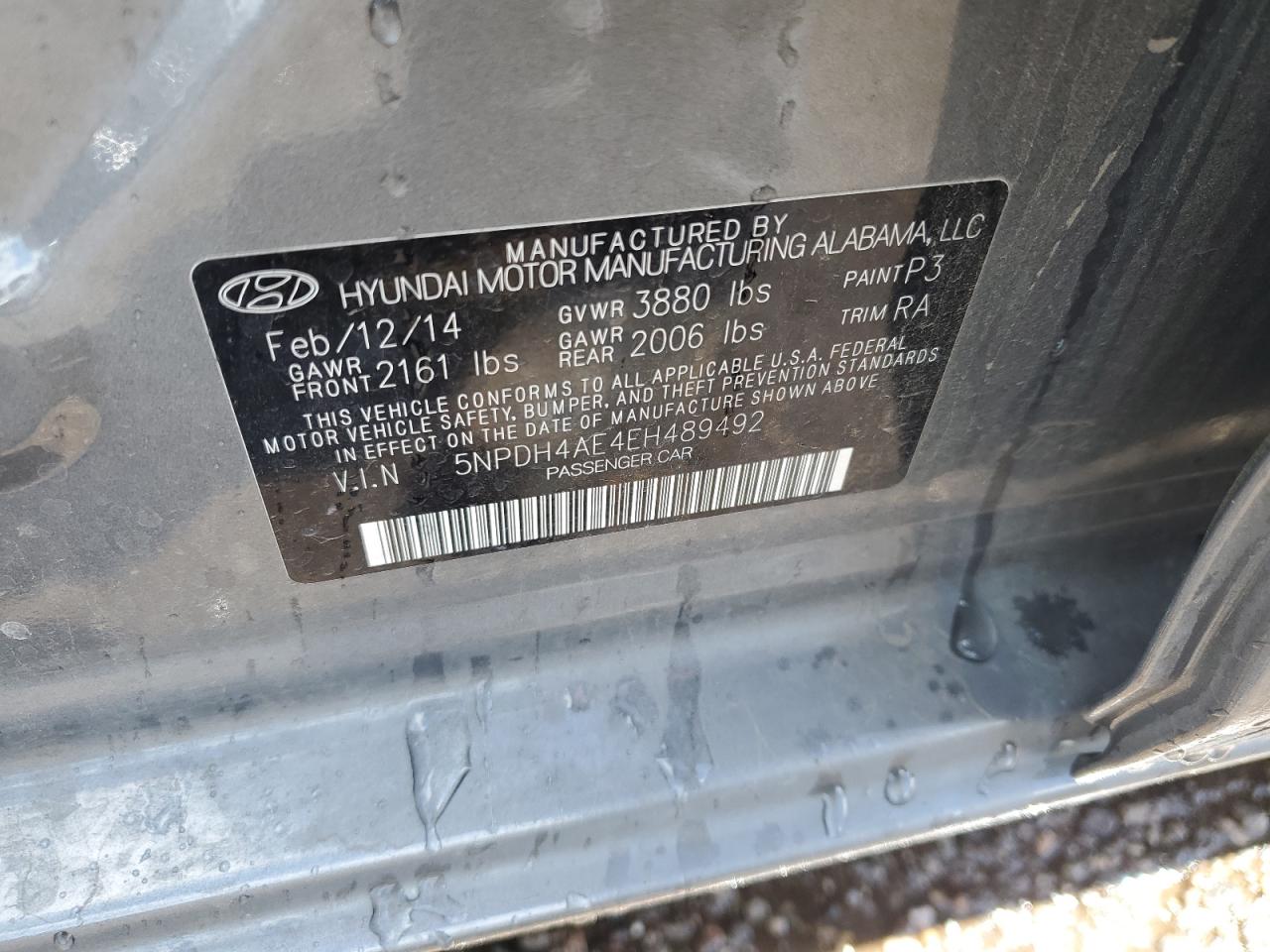 5NPDH4AE4EH489492 2014 Hyundai Elantra Se