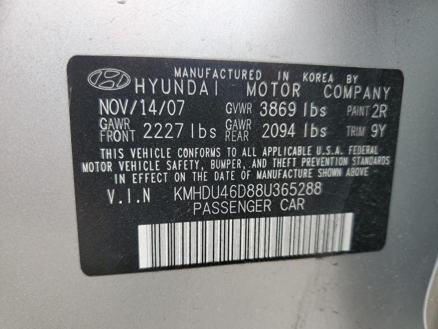 2008 Hyundai Elantra Gls VIN: KMHDU46D88U365288 Lot: 51577944