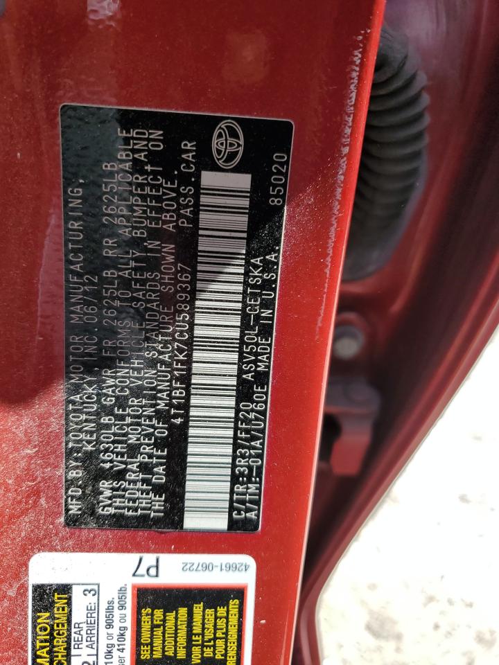 4T1BF1FK7CU589367 2012 Toyota Camry Base