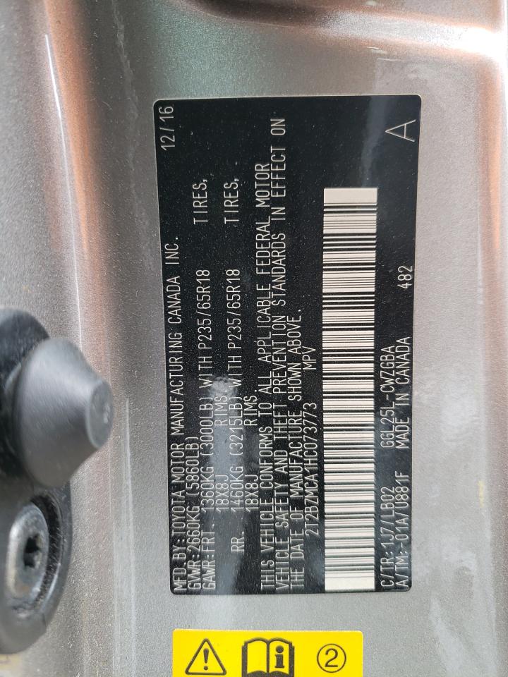 2T2BZMCA1HC073773 2017 Lexus Rx 350 Base