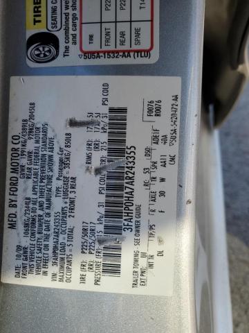 2010 Ford Fusion Se VIN: 3FAHP0HA7AR243355 Lot: 50811944