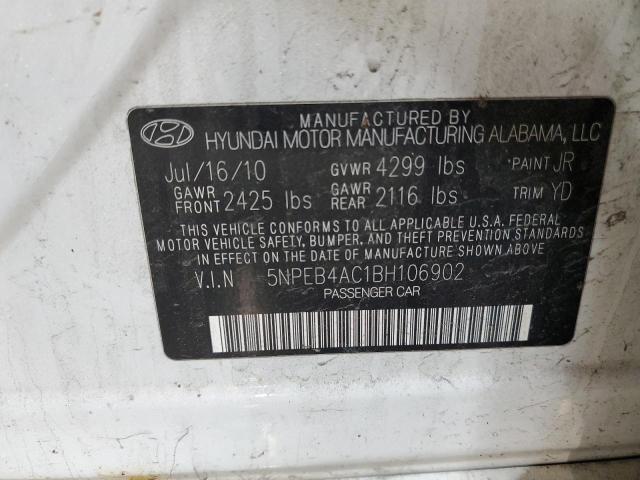2011 Hyundai Sonata Gls VIN: 5NPEB4AC1BH106902 Lot: 51926364