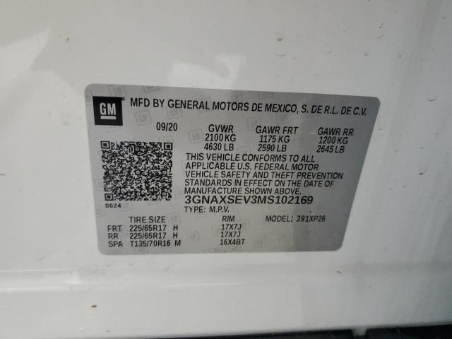 2021 Chevrolet Equinox Ls VIN: 3GNAXSEV3MS102169 Lot: 50872144