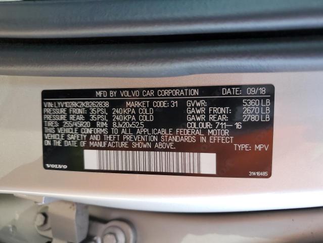 2019 VOLVO XC60 T5 LYV102RK2KB262838