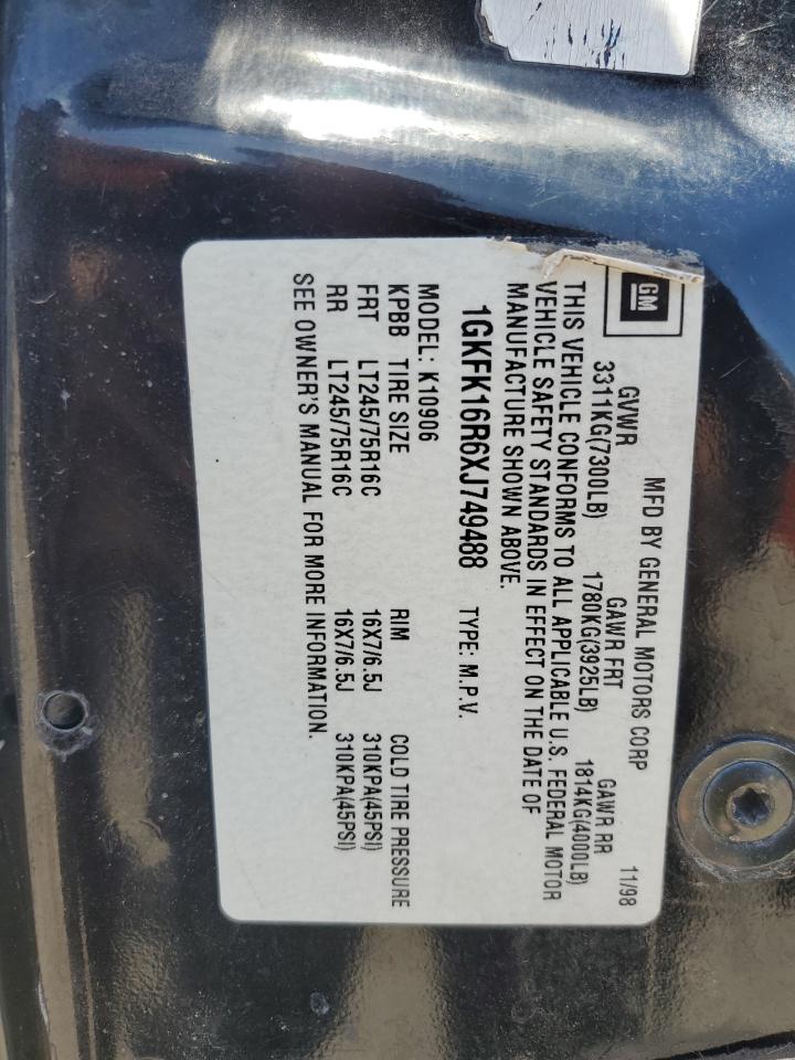 1GKFK16R6XJ749488 1999 GMC Suburban K1500