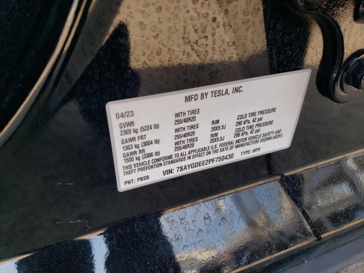 7SAYGDEE2PF750430 2023 Tesla Model Y