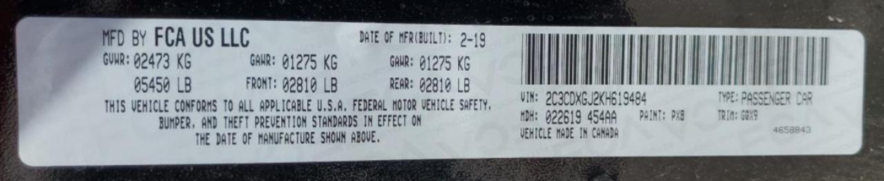 2C3CDXGJ2KH619484 2019 Dodge Charger Scat Pack