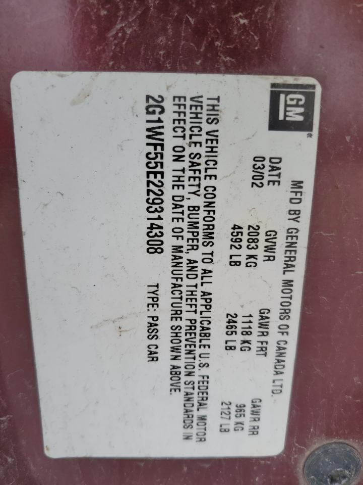 2G1WF55E229314308 2002 Chevrolet Impala