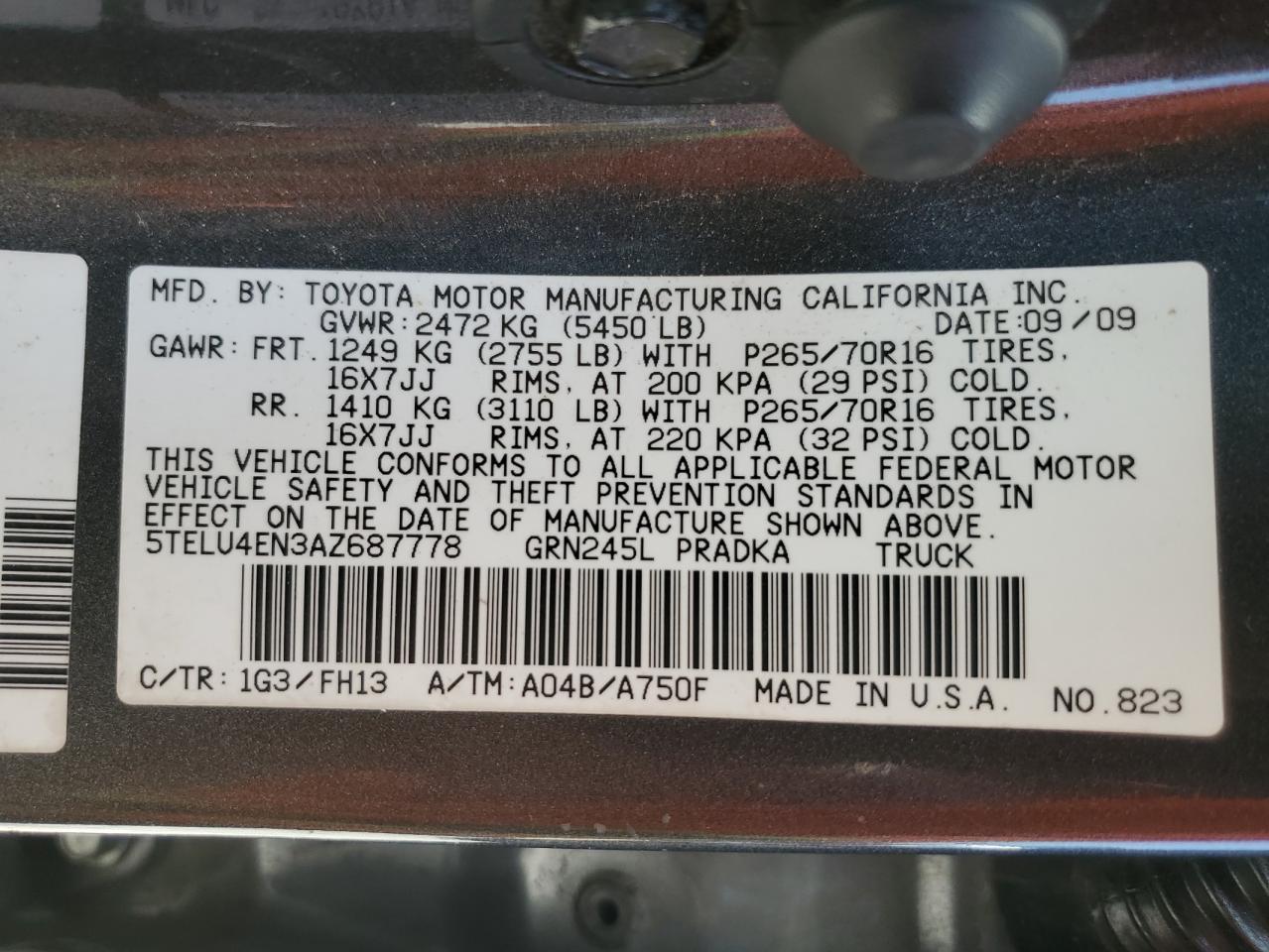 5TELU4EN3AZ687778 2010 Toyota Tacoma Double Cab