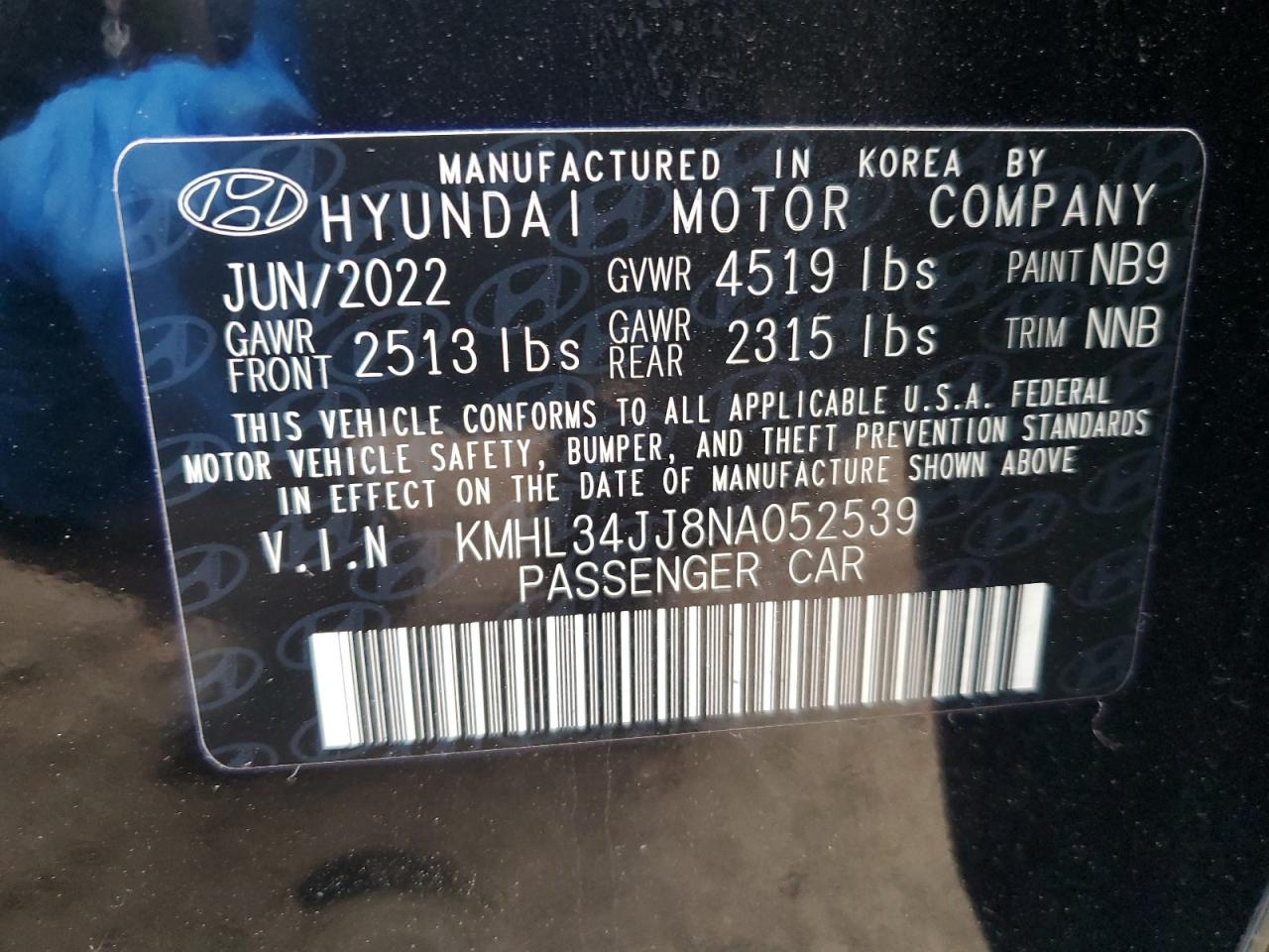 KMHL34JJ8NA052539 2022 Hyundai Sonata Hybrid