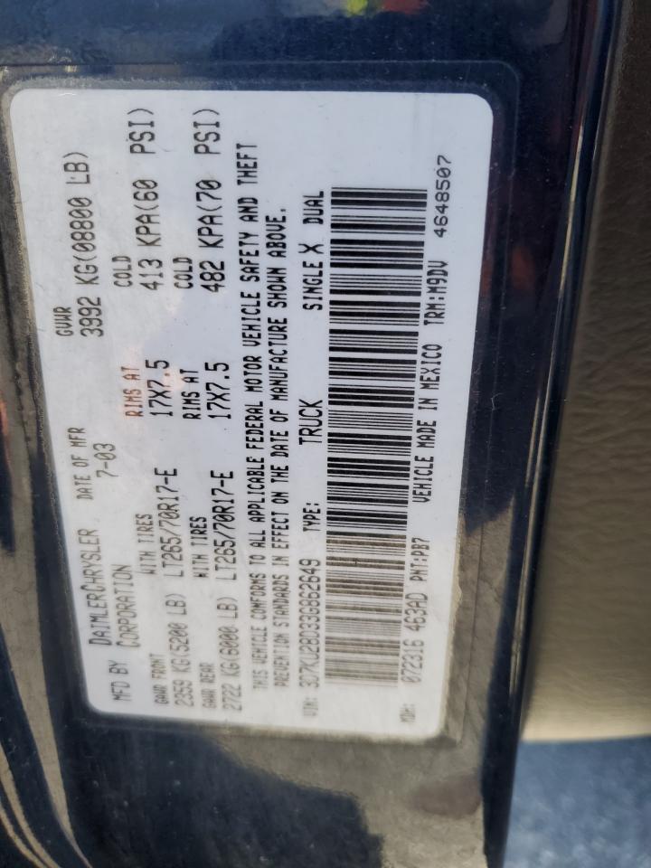 3D7KU28D33G862649 2003 Dodge Ram 2500 St