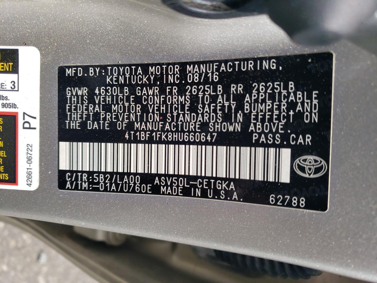 4T1BF1FK8HU660647 2017 Toyota Camry Le