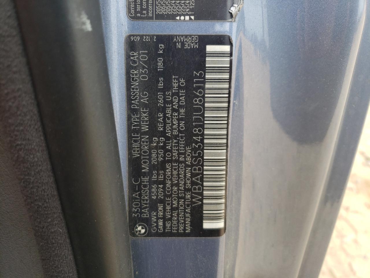 WBABS53481JU86113 2001 BMW 330 Ci