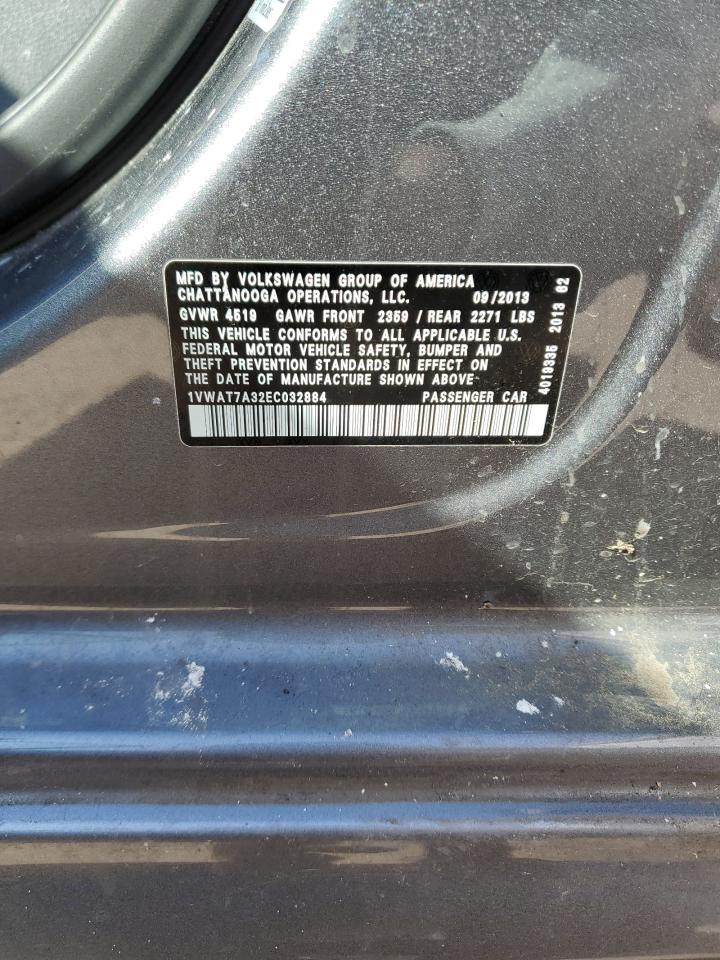 1VWAT7A32EC032884 2014 Volkswagen Passat S