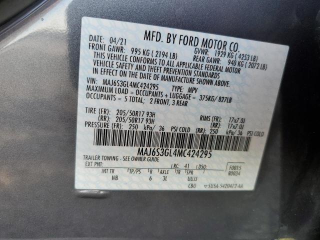 2021 Ford Ecosport Se VIN: MAJ6S3GL4MC424295 Lot: 52154604