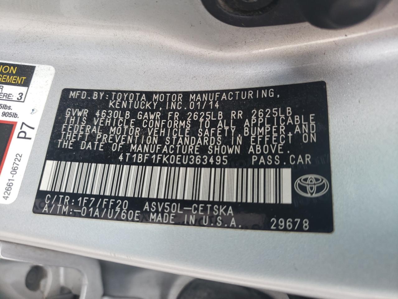 4T1BF1FK0EU363495 2014 Toyota Camry L