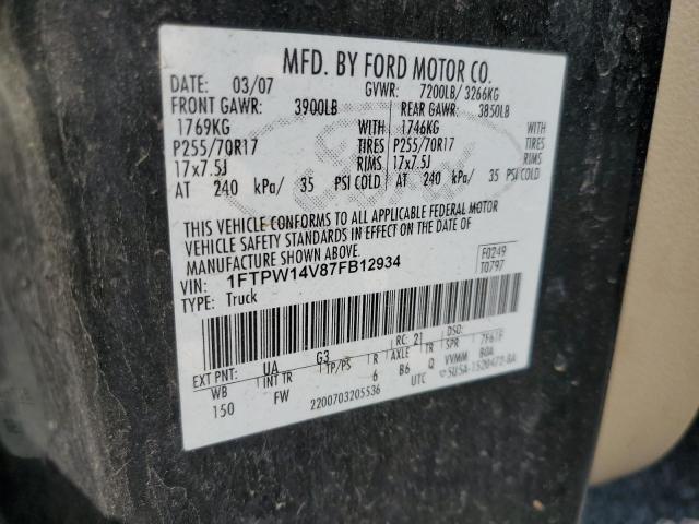 2007 Ford F150 Supercrew VIN: 1FTPW14V87FB12934 Lot: 49328604