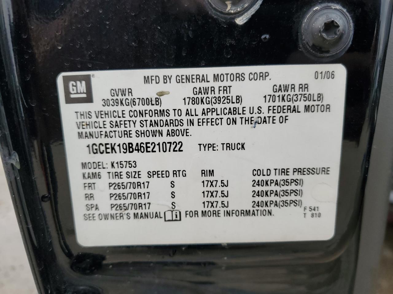 1GCEK19B46E210722 2006 Chevrolet Silverado K1500