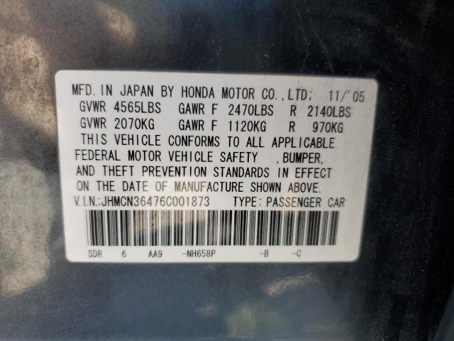 2006 Honda Accord Hybrid VIN: JHMCN36476C001873 Lot: 50610304
