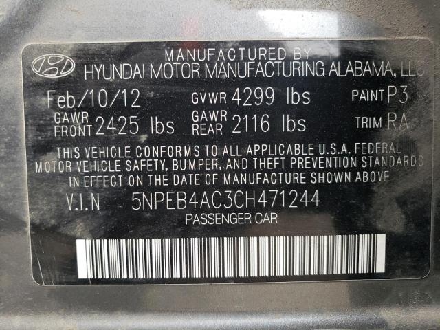 5NPEB4AC3CH471244 | 2012 Hyundai sonata gls