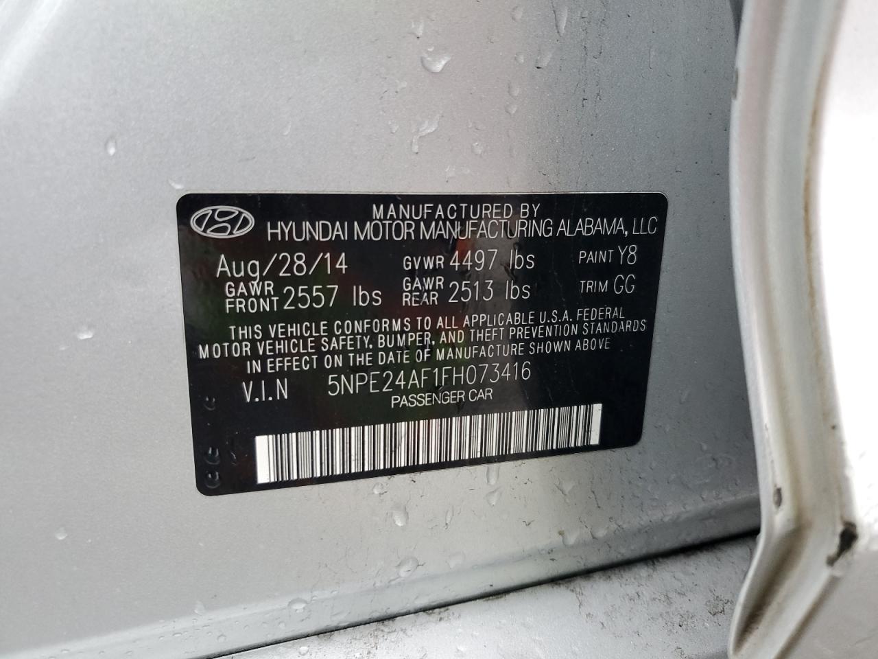 5NPE24AF1FH073416 2015 Hyundai Sonata Se