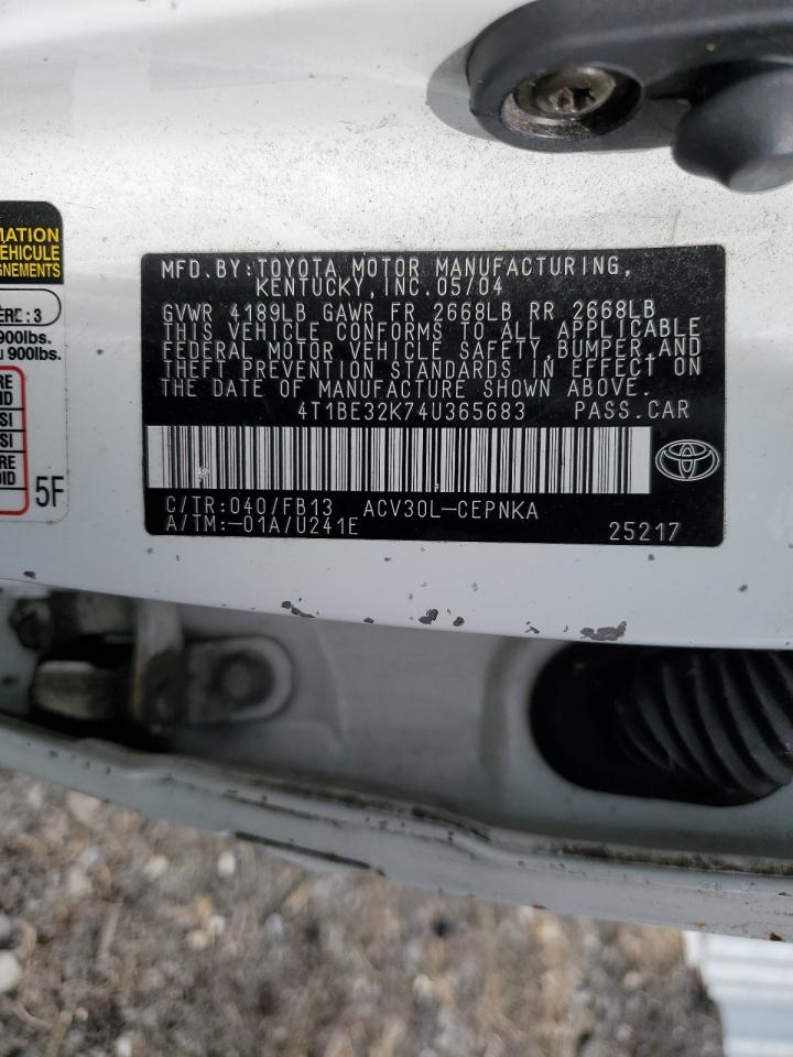 4T1BE32K74U365683 2004 Toyota Camry Le