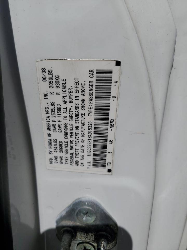 1HGCS22818A015328 2008 Honda Accord Exl