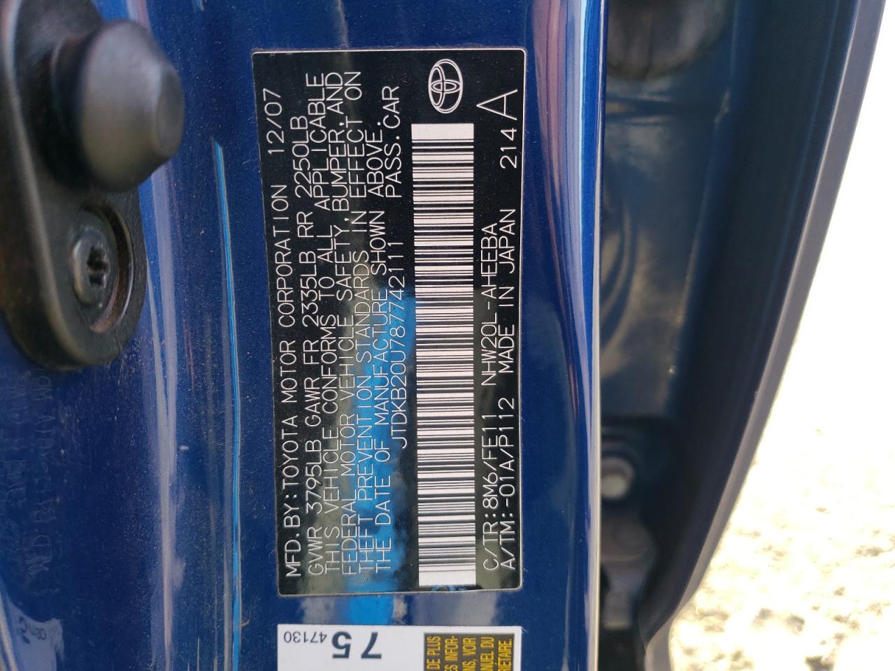 JTDKB20U787742111 2008 Toyota Prius