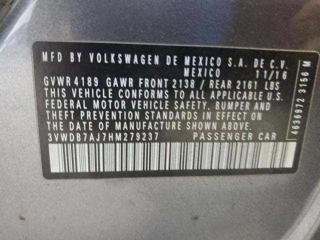 2017 Volkswagen Jetta Se VIN: 3VWDB7AJ7HM279237 Lot: 51770794