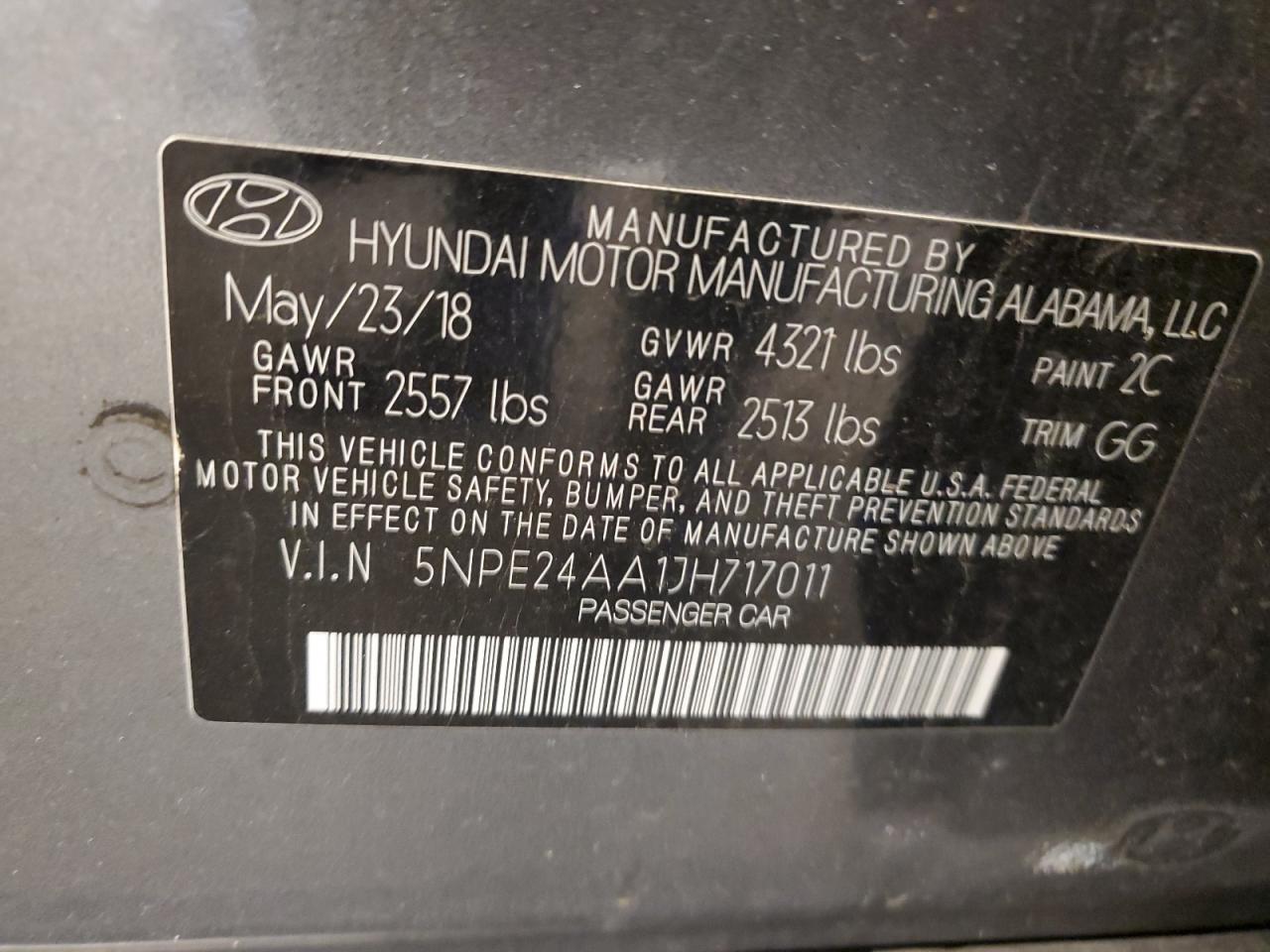 5NPE24AA1JH717011 2018 Hyundai Sonata Eco