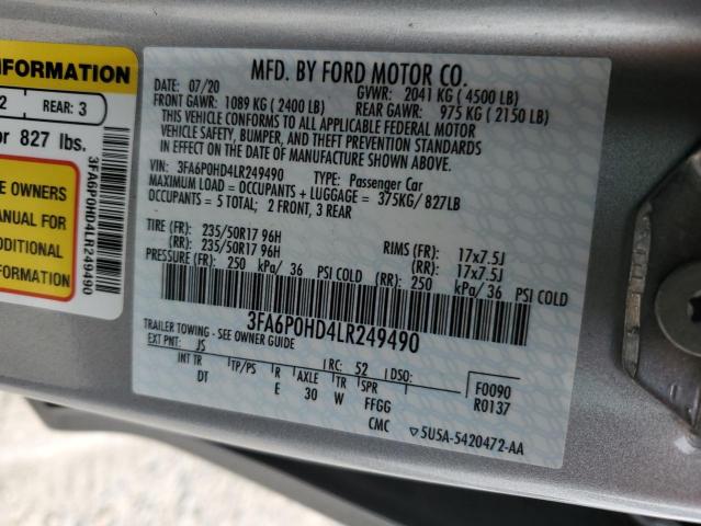 VIN 3FA6P0HD4LR249490 2020 Ford Fusion, SE no.12