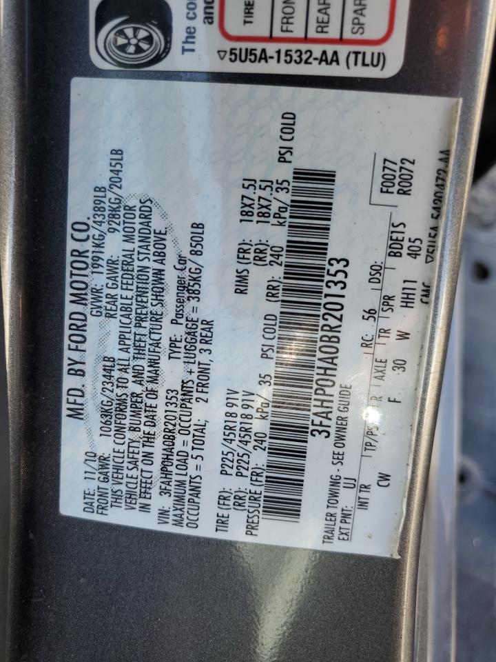 3FAHP0HA0BR201353 2011 Ford Fusion Se