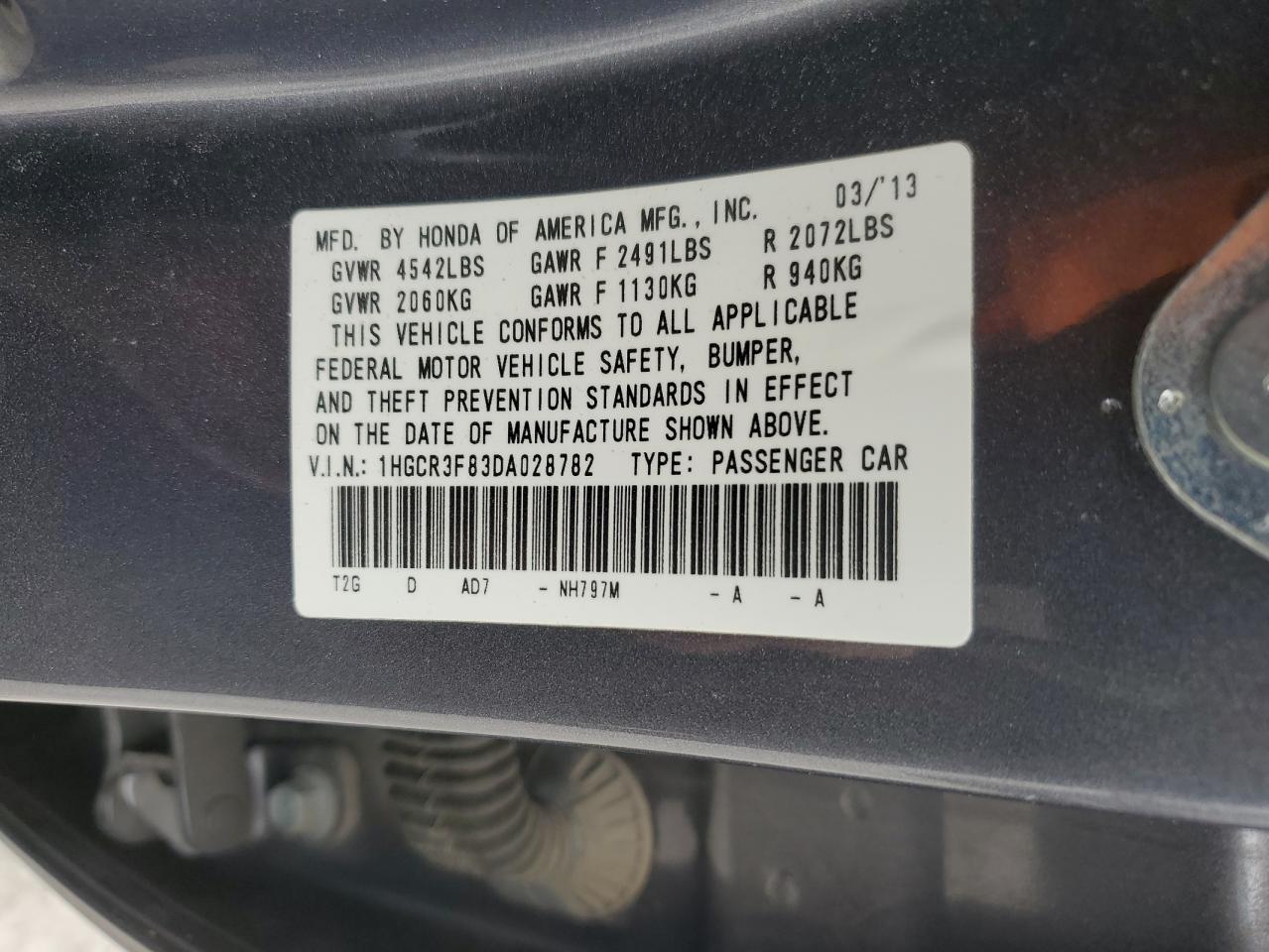 1HGCR3F83DA028782 2013 Honda Accord Exl