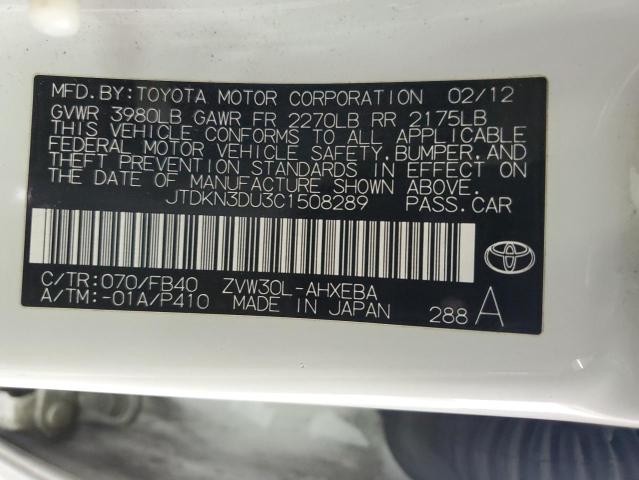 2012 Toyota Prius VIN: JTDKN3DU3C1508289 Lot: 52530004