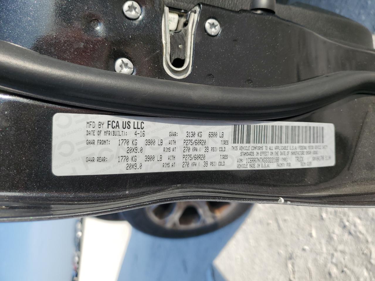 1C6RR7NTXGS322188 2016 Ram 1500 Laramie