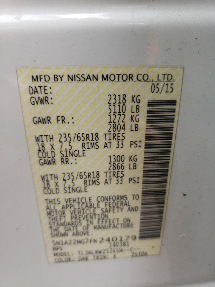 5N1AZ2MG7FN240179 2015 Nissan Murano S