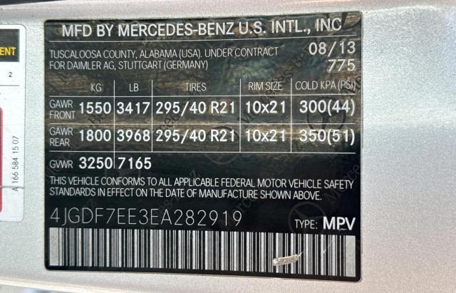 2014 Mercedes-Benz Gl 63 Amg VIN: 4JGDF7EE3EA282919 Lot: 51912934