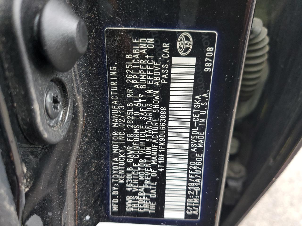 4T1BF1FK9DU663888 2013 Toyota Camry L