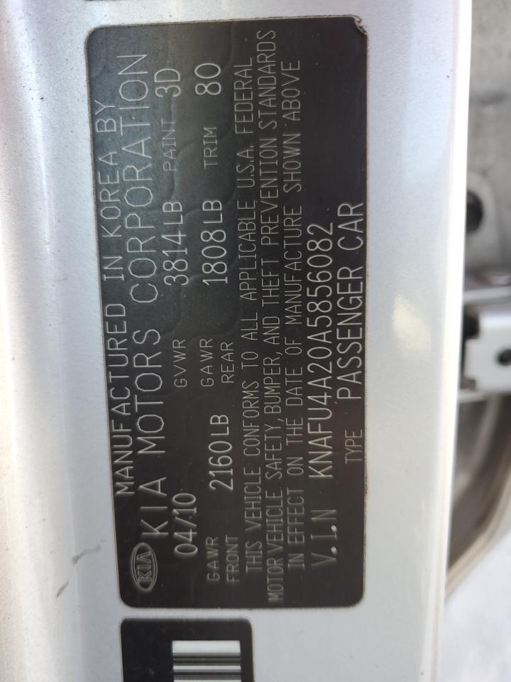 KNAFU4A20A5856082 2010 Kia Forte Ex