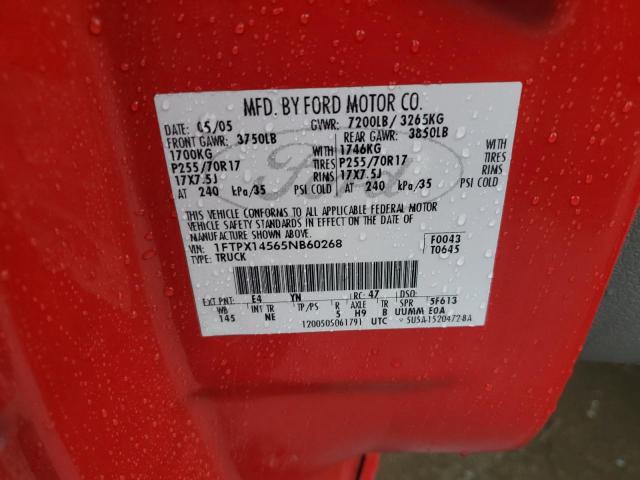 2005 Ford F150 VIN: 1FTPX14565NB60268 Lot: 50619254