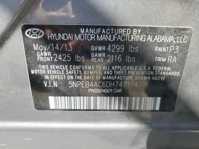 2013 Hyundai Sonata Gls VIN: 5NPEB4AC6DH747174 Lot: 52842014