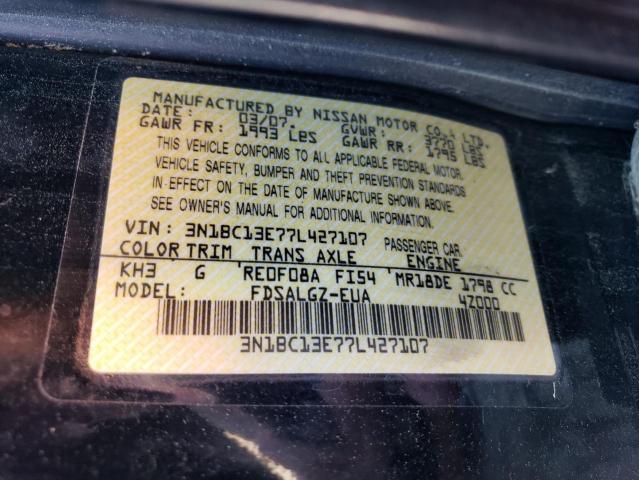 2007 Nissan Versa S VIN: 3N1BC13E77L427107 Lot: 50638554