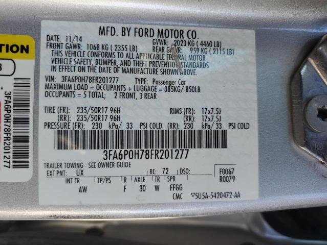 2015 Ford Fusion Se VIN: 3FA6P0H78FR201277 Lot: 52774054