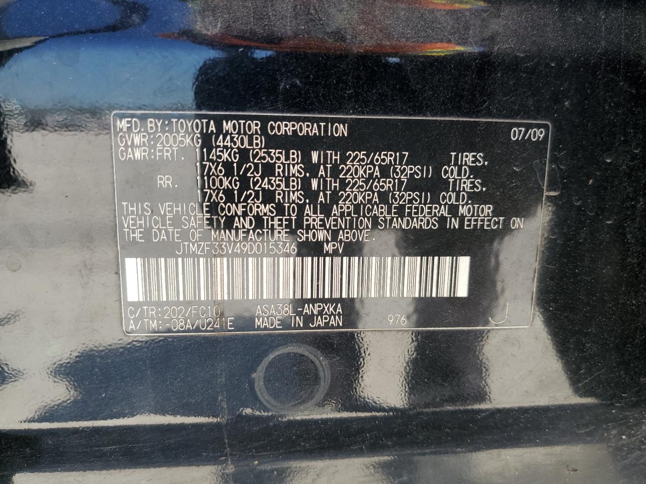 JTMZF33V49D015346 2009 Toyota Rav4
