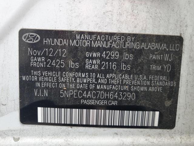 2013 Hyundai Sonata Se VIN: 5NPEC4AC7DH643290 Lot: 51392234