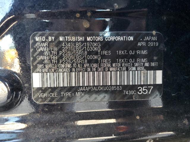 VIN JA4AP3AU0KU028583 2019 MITSUBISHI OUTLANDER no.12