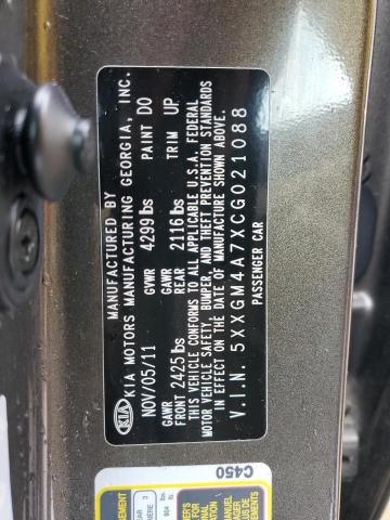 2012 Kia Optima Lx VIN: 5XXGM4A7XCG021088 Lot: 49358484