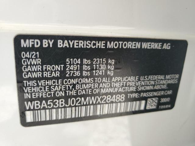 2021 BMW 540 I VIN: WBA53BJ02MWX28488 Lot: 49359054