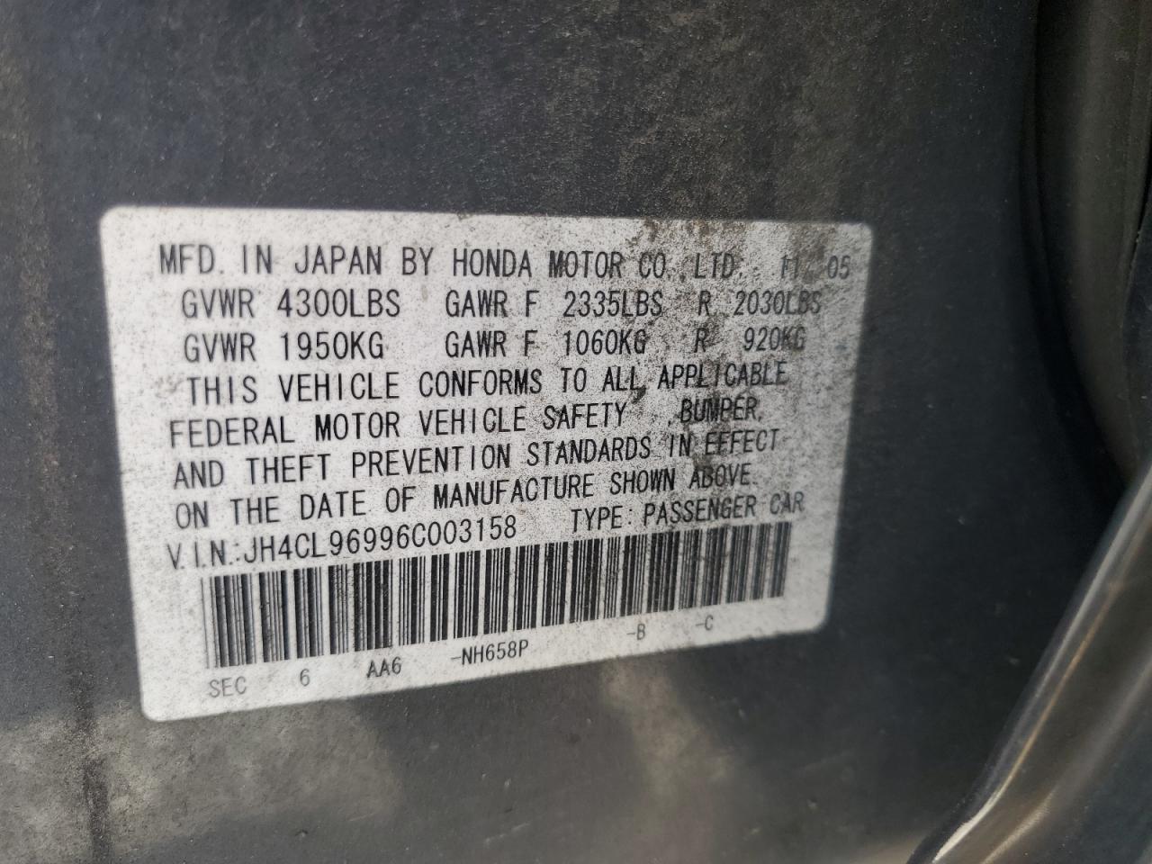 JH4CL96996C003158 2006 Acura Tsx