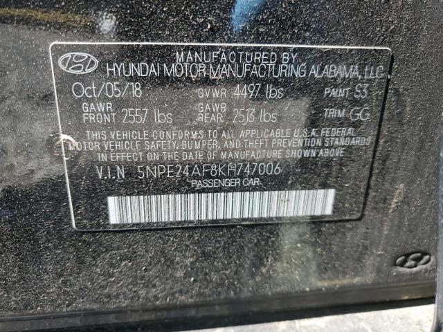 2019 Hyundai Sonata Se VIN: 5NPE24AF8KH747006 Lot: 39252565